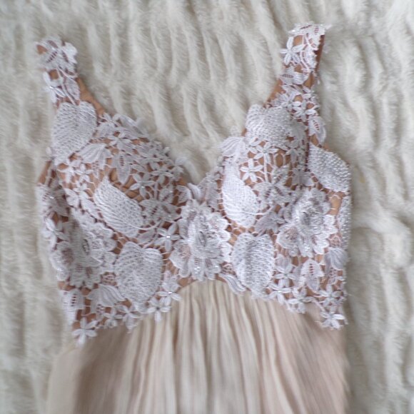 NWOT Jovani SILK mini dress 6 Pastel Spring Chic Feminine Floral Lace Romantic - Picture 4 of 11